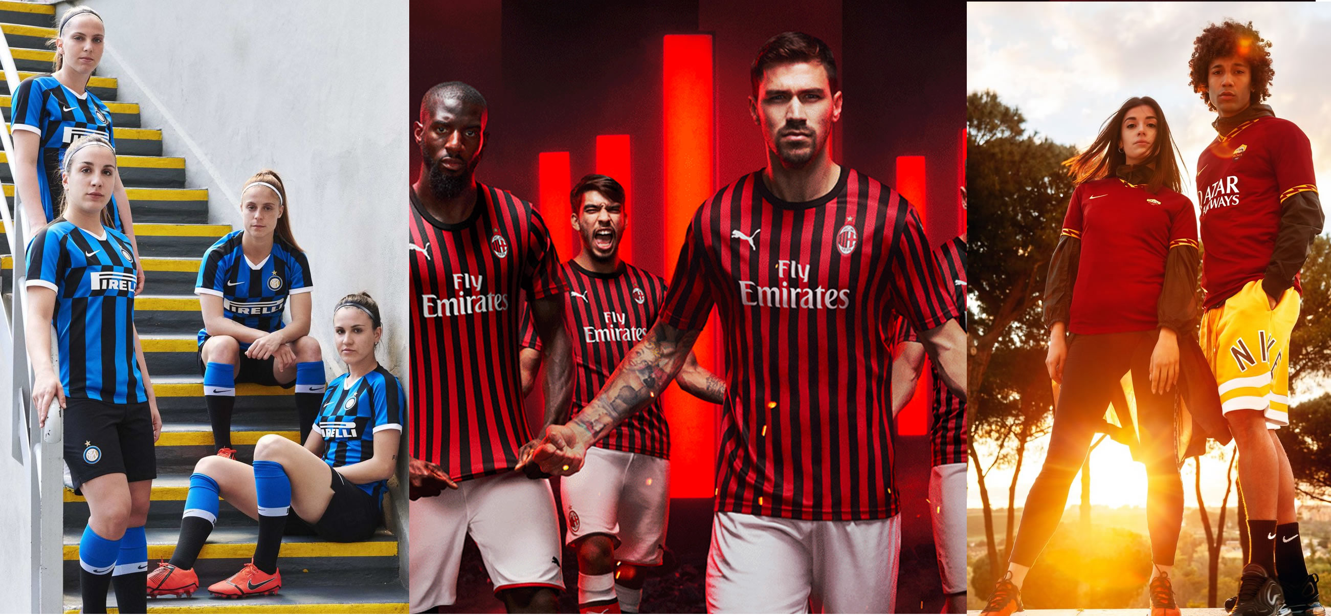 Inter Milan, AC Milan and AS Roma New Kits